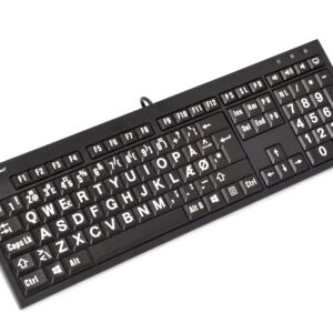 Tastatur med stor skrift XL Print - Hvid på sort