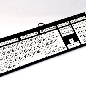 Tastatur med stor skrift XL Print - Sort på hvid