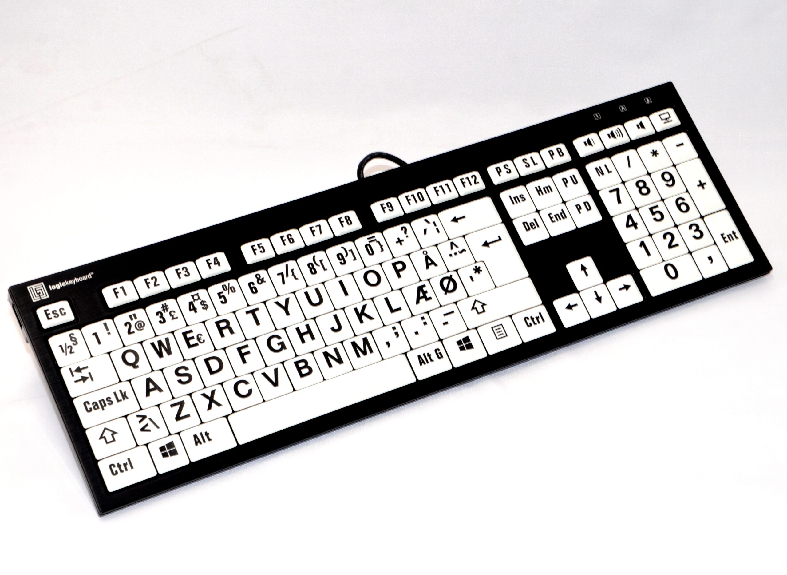 Tastatur med stor skrift XL Print - Sort på hvid