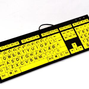 Tastatur med stor skrift XL Print - Sort på gul