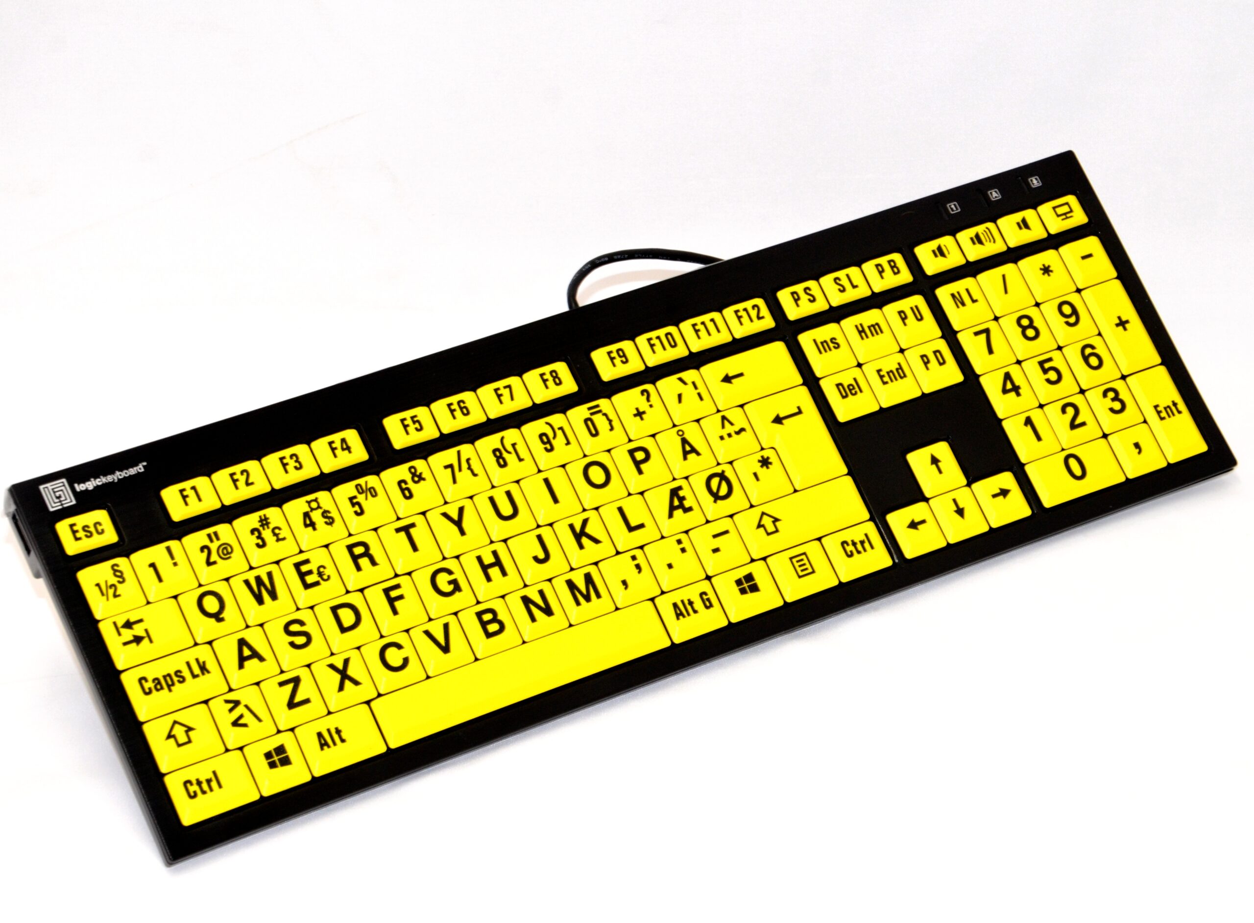 Tastatur med stor skrift XL Print - Sort på gul