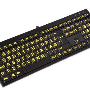 Tastatur med stor skrift XL Print - Gul på sort