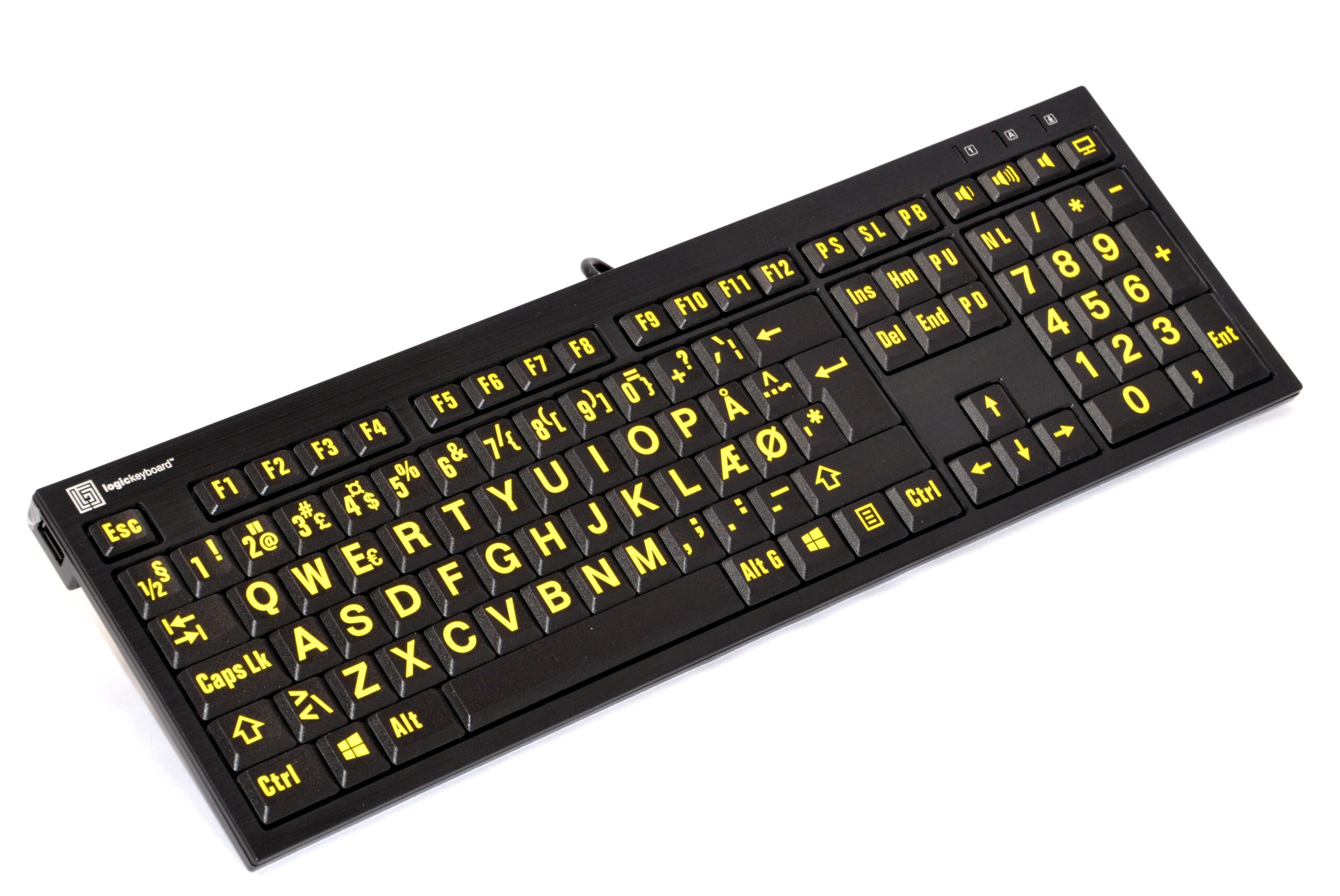 Tastatur med stor skrift XL Print - Gul på sort