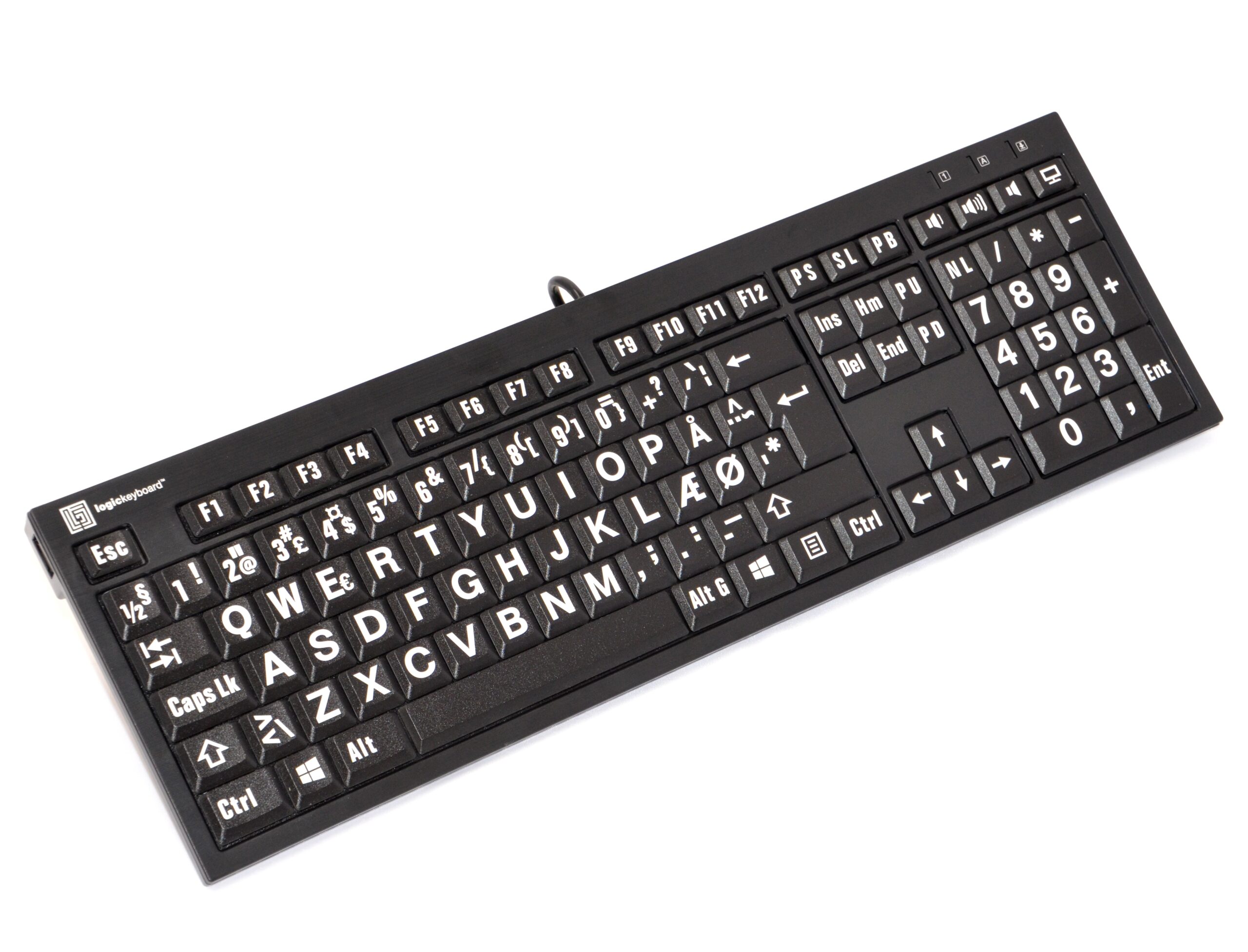 Tastatur med stor skrift XL Print - Hvid på sort