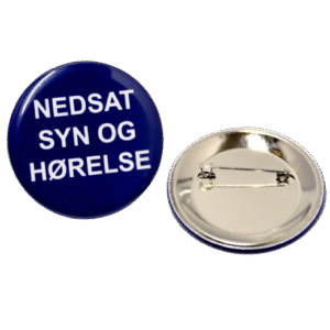 Badge Nedsat syn og hørelse med nål  Ø56mm.