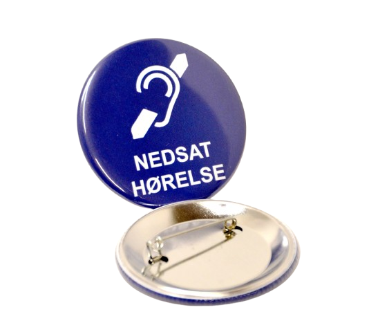 Badge Nedsat hørelse med nål Ø56mm.