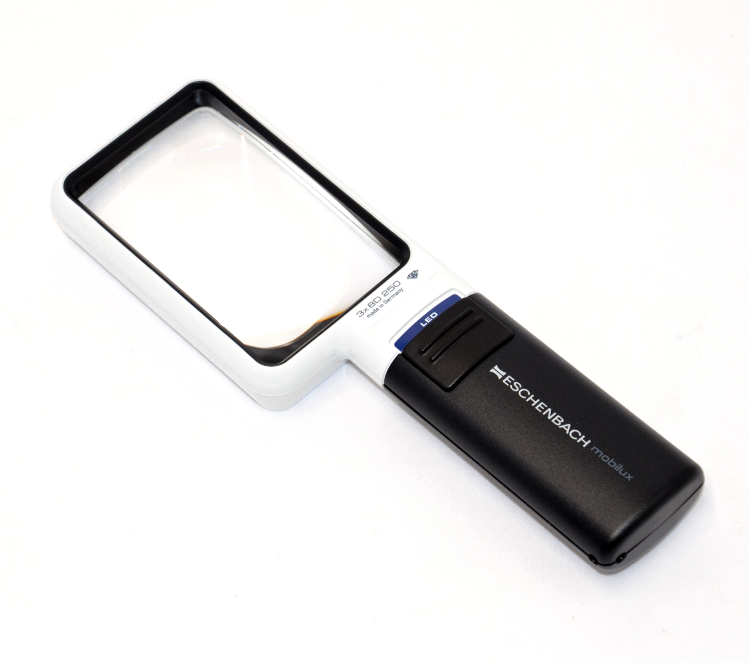 Mobilux håndholdt LED lup 3× / 8dpt rektangulær linse